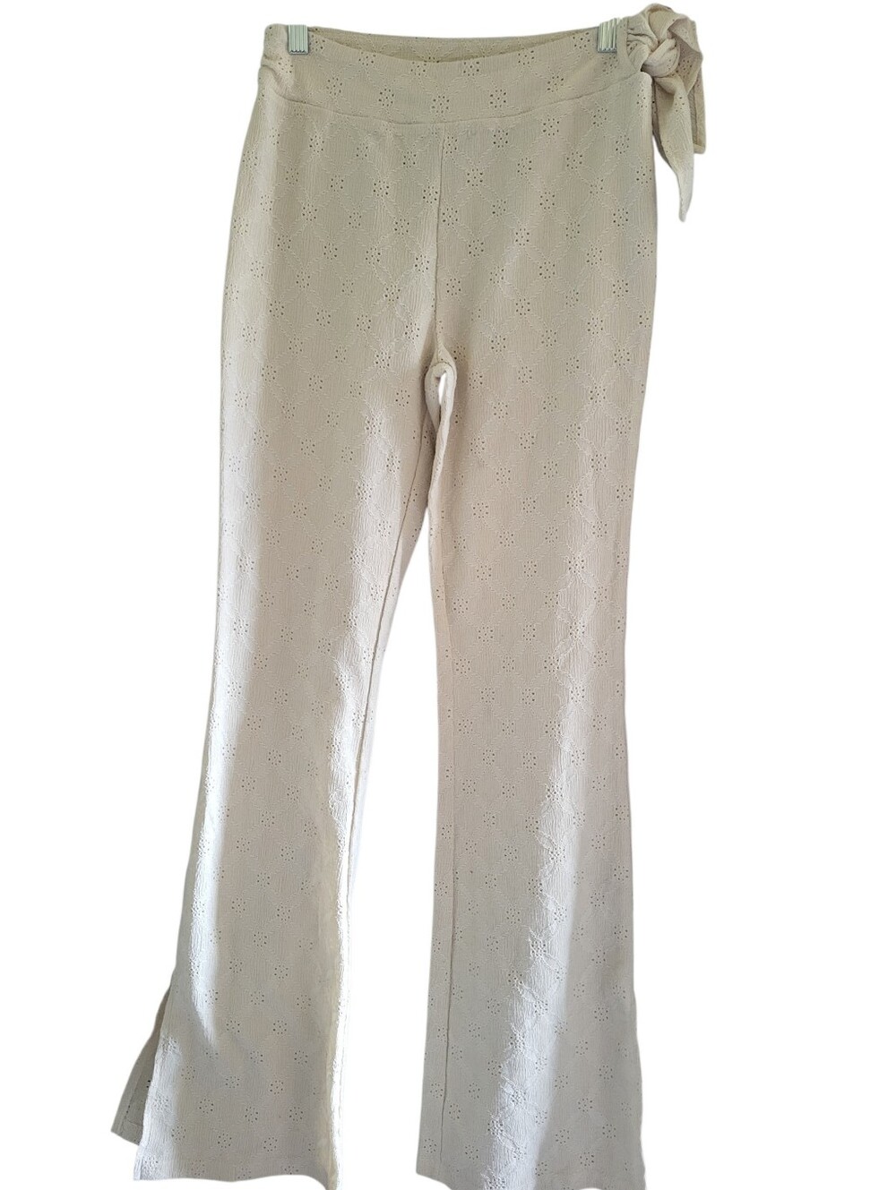 Forever21 Eyelet Split Hem Pants Cream sz S